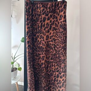 a new day Leopard Print Satin Maxi Skirt - Brown and Black